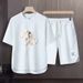 Men's Clothing 2024 Waffle Casual Summer Suit Men's Loose Teen Short sleeved T shirt Shorts Handsome Two piece Suit_ipsvogv.com