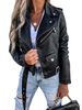 Women's jacket top PU leather jacket motorcycle short zipper_ipsvogv.com