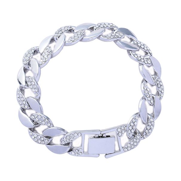 Unisex Popular Simple And Fashionable Full Diamond Cuban Bracelet Ins Style Hip Hop Geometric Punk Trendy Cuban Bracelet_ipsvogv.com