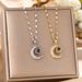 A Hundred Language Projection, I Love You. Titanium Steel Necklace, Women's Micro Inlaid With Diamonds, Moon, Collarbone_ipsvogv.com