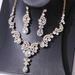 Super Sparkling Water Droplet Necklace Earring European Style Light Luxury Fashion Niche Collarbone Two-piece Set Dress_ipsvogv.com