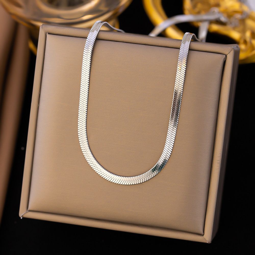Flat Snake Bone Ins Cool Wind Blade Fashion Necklace Women Choker Collarbone Chain Accessories_ipsvogv.com