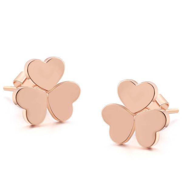 Women’s Jewelry Set Fashion Fashion and simple heart shaped lucky clover earrings and bracelet set Rose gold electroplating_ipsvogv.com