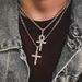Hip Hop Cross Copper Set 4mm Zircon Plated True Gold Pendant Necklace Street Trendy Jewelry_ipsvogv.com