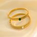 Jewelry Women's Hollow Inlaid Green Zircon Stainless Steel Bracelet_ipsvogv.com