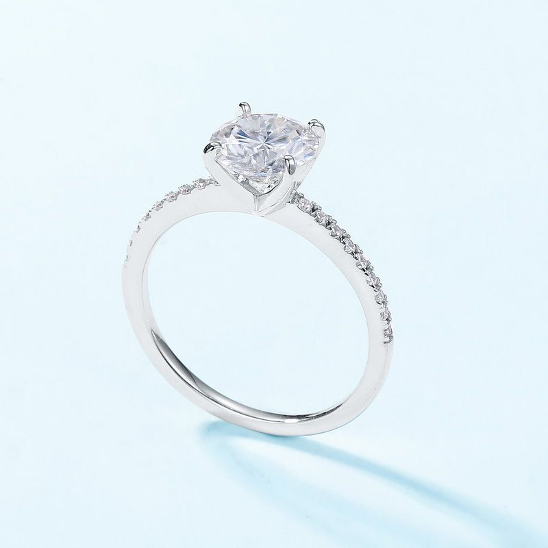 Classic Simple Moissanite Ring S925 Silver Inlaid Colored Diamond Engagement Ring_ipsvogv.com