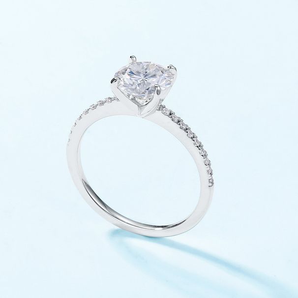 Classic Simple Moissanite Ring S925 Silver Inlaid Colored Diamond Engagement Ring_ipsvogv.com