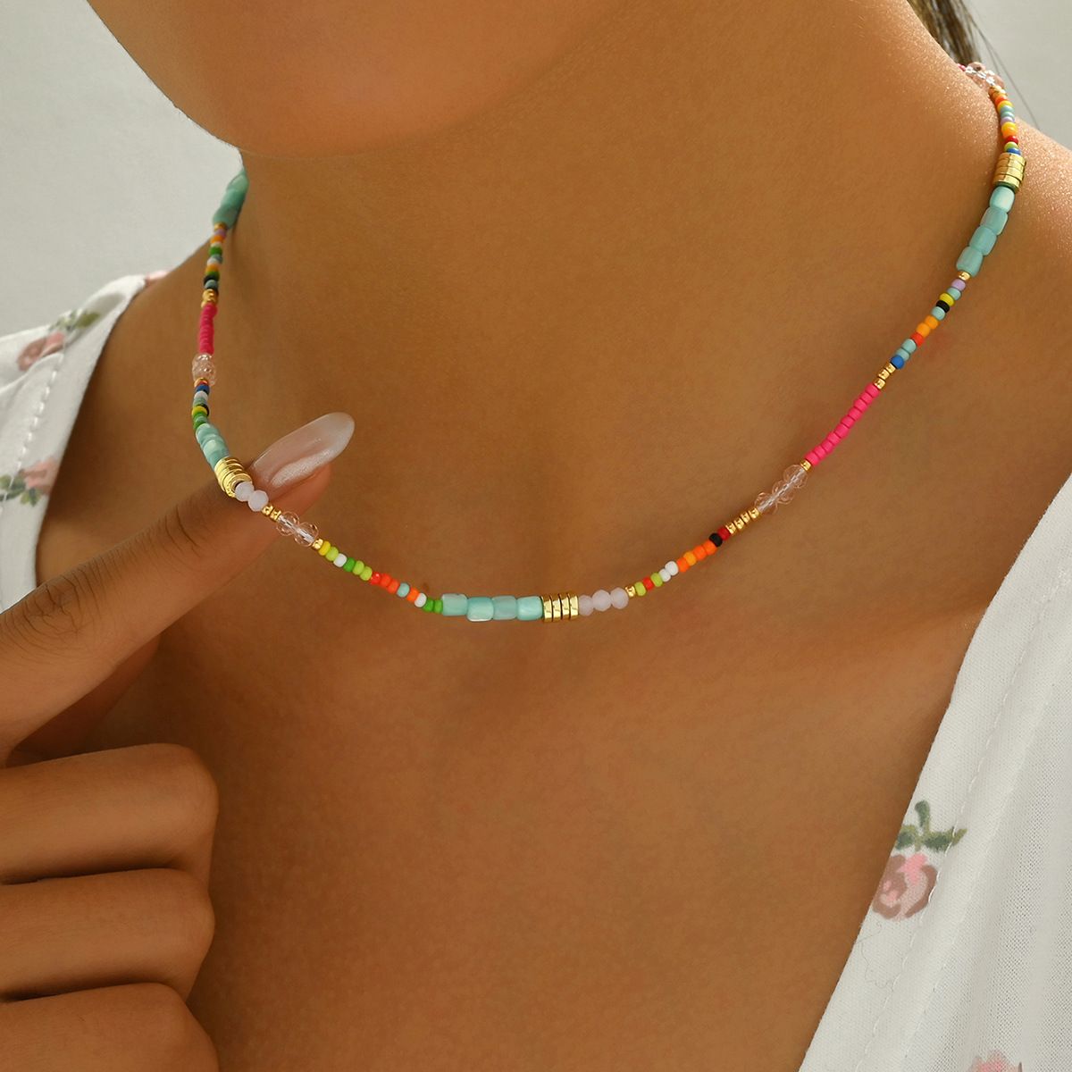 Wind necklace, female personality, Bohemian creative design string, colorful crystal beads, long necklace accessories_ipsvogv.com