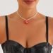 Sweet And Cute Red Love Pendant, Transparent Spinel Beaded Necklace, Girl Heart-shaped Necklace._ipsvogv.com