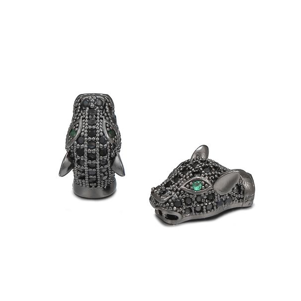 Creative Personality Cartoon Full Diamond Micro Inlaid Zircon Leopard Head Four Color Bracelet Spacer Bead Jewelry Accessories_ipsvogv.com
