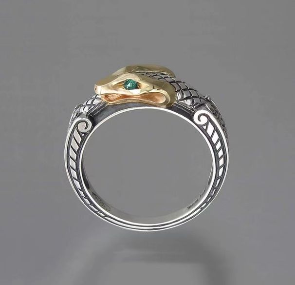 New Punk Style Hand Copper Plated Silver Two Tone Snake Fashion Men's And Women's Ring Jewelry_ipsvogv.com