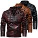 Men's leather jacket pu leather jacket European and American motorcycle clothing fleece leather jacket men_ipsvogv.com