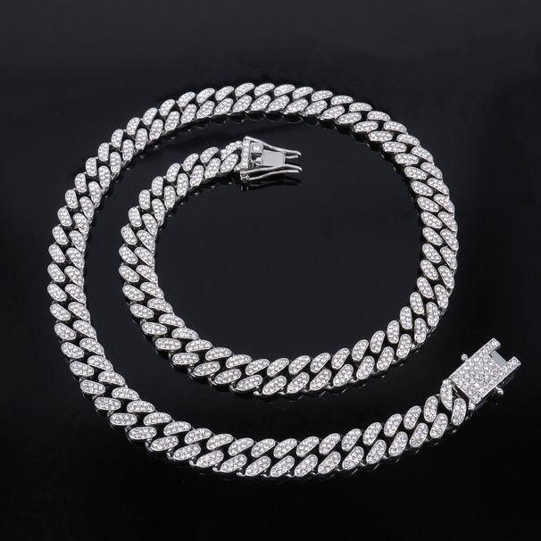 Unisex Jewelry Fashion Jewelry 10mm Thick New Full Diamond Necklace High Quality Alloy Diamond Men And Women Hip Hop Cuban Chain_ipsvogv.com