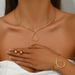 Feng Women's Earring Necklace Set with Love Bow Design, Diamond Inlaid Earrings, Versatile Clavicle Chain for Women_ipsvogv.com
