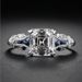 Irregular Trapezoid Square Diamond Topaz Sapphire Ring Silver Plated Ring_ipsvogv.com