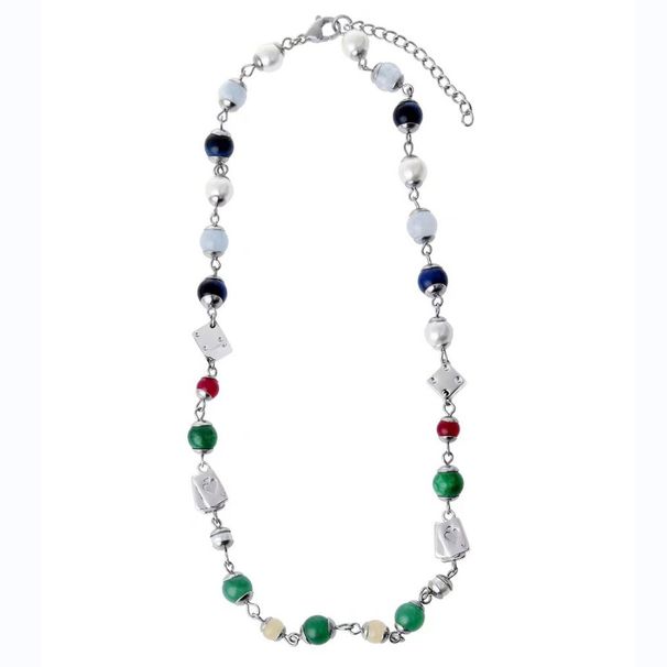 Jewelry dice beaded titanium steel necklace new Chinese style no fading female high end sense men's versatile clavicle chain_ipsvogv.com