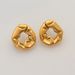 Hot Selling Real Gold Electroplated Titanium Steel Vintage Irregular Folds Black Hole Earrings_ipsvogv.com
