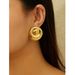 Ins Trend New Gold Brass Threaded Hoop Round Niche Light Luxury High-end Women's Earrings_ipsvogv.com