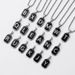 hot selling stainless steel 26 English men and women fashion black square capital English titanium steel necklace_ipsvogv.com