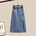Women's Plus Size Suit Waist Shirt Denim Skirt Two Piece Suit Trendy_ipsvogv.com