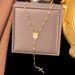 Geometric Portrait Round Cross Pendant Necklace Titanium Steel Gold Plated Material Clavicle Chain Jewelry Female_ipsvogv.com