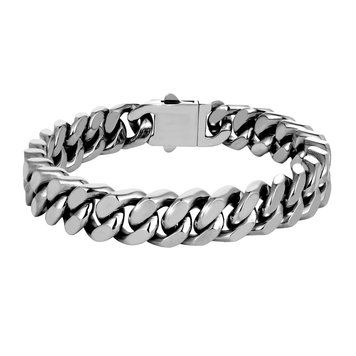 Minimalist Stainless Non-Fading Men's Hip-Hop Titanium Steel Three-Dimensional Cut Four-Sided Polished Cuban Bracelet_ipsvogv.com