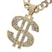 Hip Hop Diamond Studded Dollar Pendant, Cuban Chain Necklace, Trendy And Cool Street Dance, Nightclub Style, Collarbone_ipsvogv.com