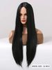 hot selling Black Long Straight Synthetic for Women Middle Part Hairline Natural Looking Wear Full Wig 26 Inches Daily Party_ipsvogv.com