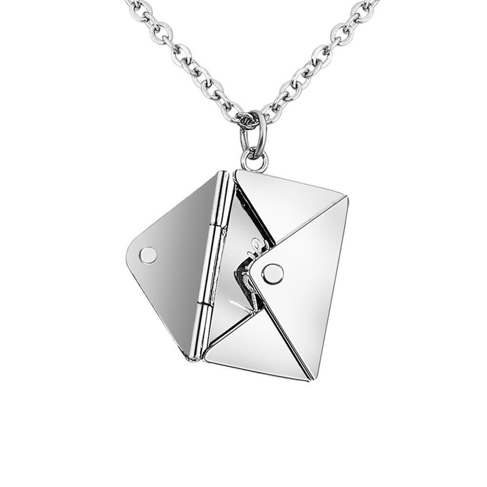 Women's Jewelry Charm Color Jewelry Literary Envelope Can Be Opened Commemorative Design English Letter Card Stainless Steel Titanium Steel Necklace_ipsvogv.com