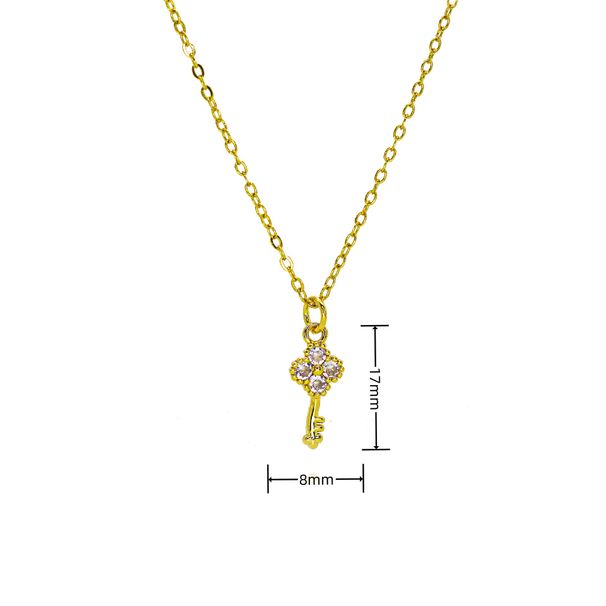 Spanish Lock & Key Pendant Necklace - Gold Plated Copper With Zircon Accents, Dainty Clavicle Chain For Women, Light Luxury Niche Design_ipsvogv.com