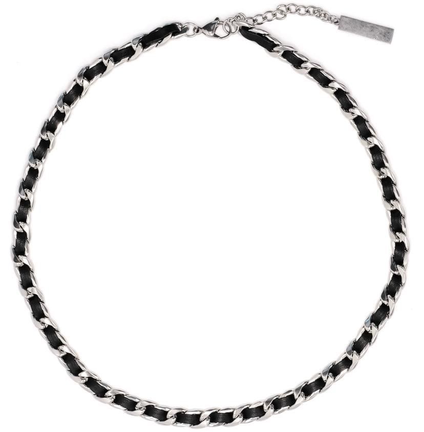 Retro Hip Hop Fashion Trend Necklace Men And Women Cold Style Gem Leather Rope Cuban Clavicle Chain_ipsvogv.com