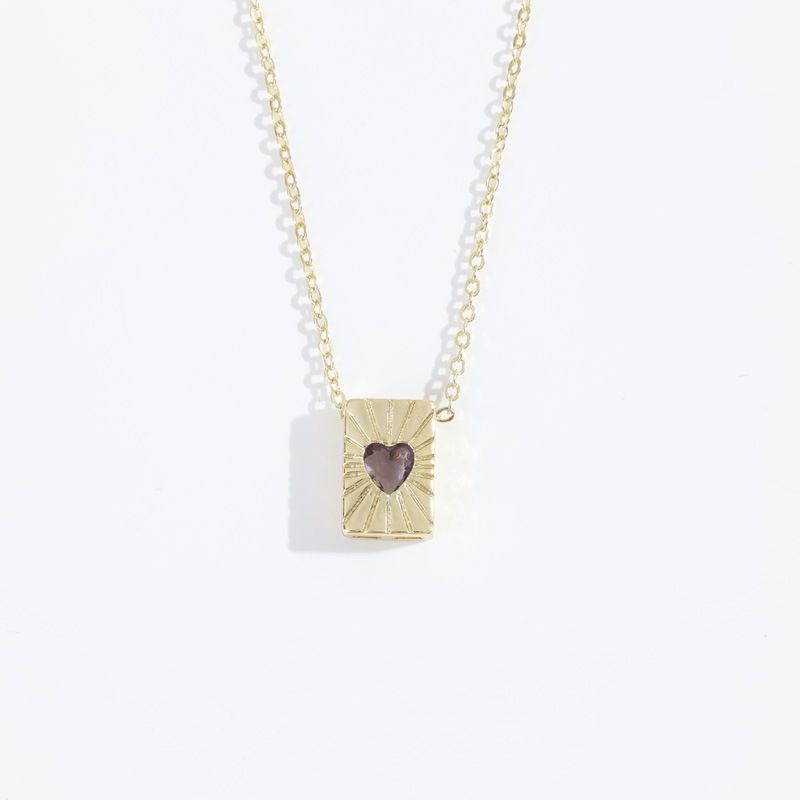 Natural Haoshi With A Simple And High-end Feel. 12 Birthstone Versatile Girls' Jewelry Heart-shaped Boutique Necklace_ipsvogv.com