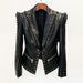 Women's Clothing fashion heavy eyelet rope slim leather suit jacket coat_ipsvogv.com