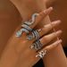 Ring and bracelet set for women, niche pattern, spirit snake design, ancient silver ring, unisex ring_ipsvogv.com