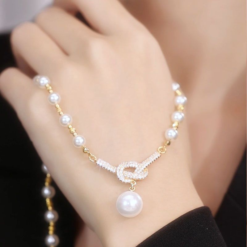 Full Diamond Pearl For Women, Light Luxury, Niche Design, 2024 New Clavicle Chain, High-end Necklace Accessory_ipsvogv.com