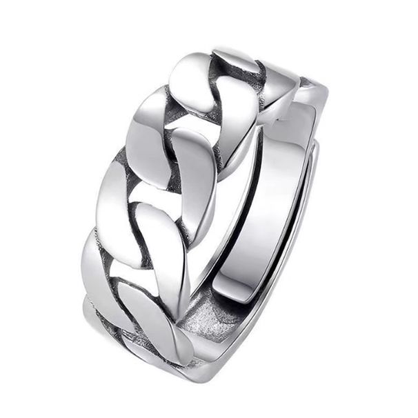Weaving Cuban Chain Men's Singles Ring, Personalized Rascal Hip Hop Trendy Punk Style, Open Mouth Ring_ipsvogv.com