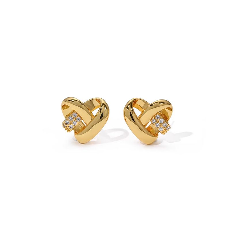 Women's Jewelry Winding Heart Earrings Light Luxury High End Design Diamond Heart Shaped Earrings Fashionable Temperament Earrings_ipsvogv.com