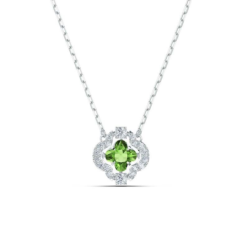 Beating Heart Four Leaf Clover Necklace Female Element Crystal Smart Clavicle Chain_ipsvogv.com