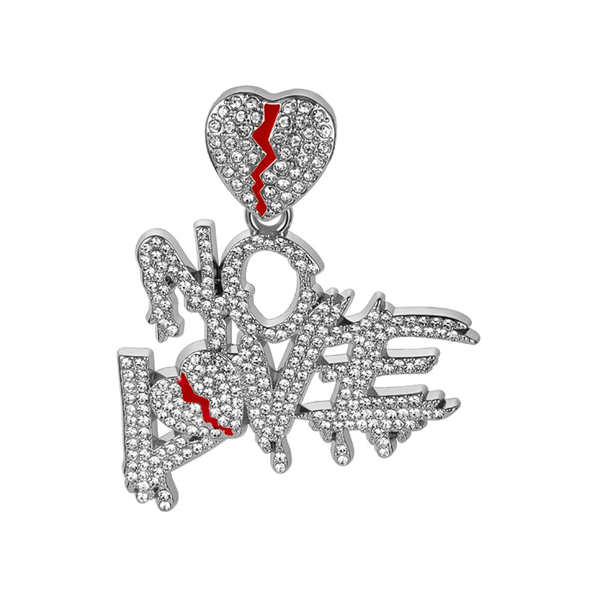 New Full Diamond Cuban Chain Splicing Letter Love Pendant Hip-hop Street Culture Trendy Men's Necklace_ipsvogv.com