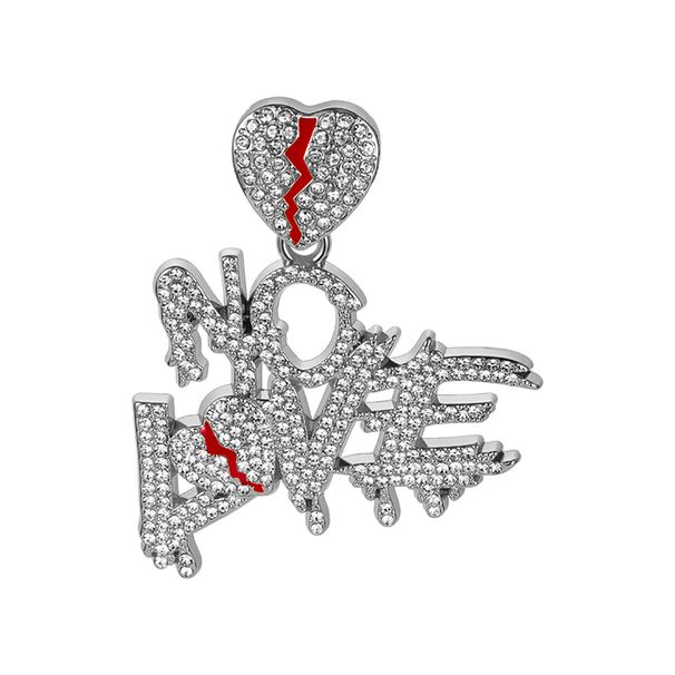 New Full Diamond Cuban Chain Splicing Letter Love Pendant Hip-hop Street Culture Trendy Men's Necklace_ipsvogv.com
