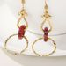 Women's Jewelry French Retro Gourd Titanium Steel Earrings High Grade Wine Red Geometric Circle Niche All Match Middle Aged Earring_ipsvogv.com
