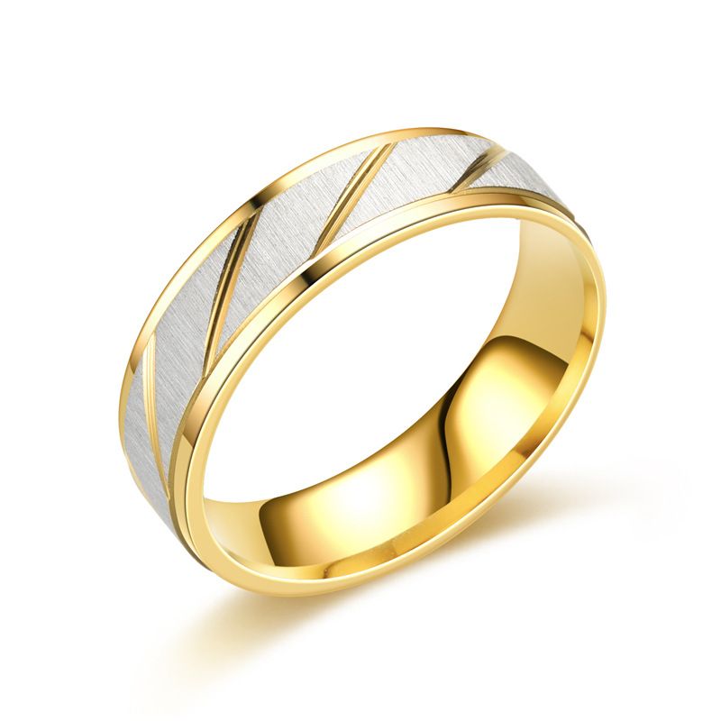 Korean Version Of Ligh Luxury Ianium Seel Wih Diagonal And Conrasing Colors For Couples, Rendy Ail Ring_ipsvogv.com