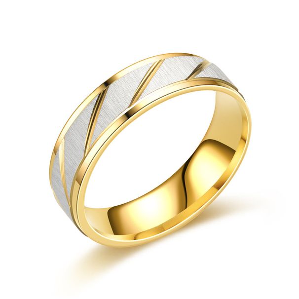 Korean Version Of Ligh Luxury Ianium Seel Wih Diagonal And Conrasing Colors For Couples, Rendy Ail Ring_ipsvogv.com