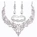 Bridal Rhinestone Crystal Necklace Earring Set Women's Prom Dress Accessories_ipsvogv.com