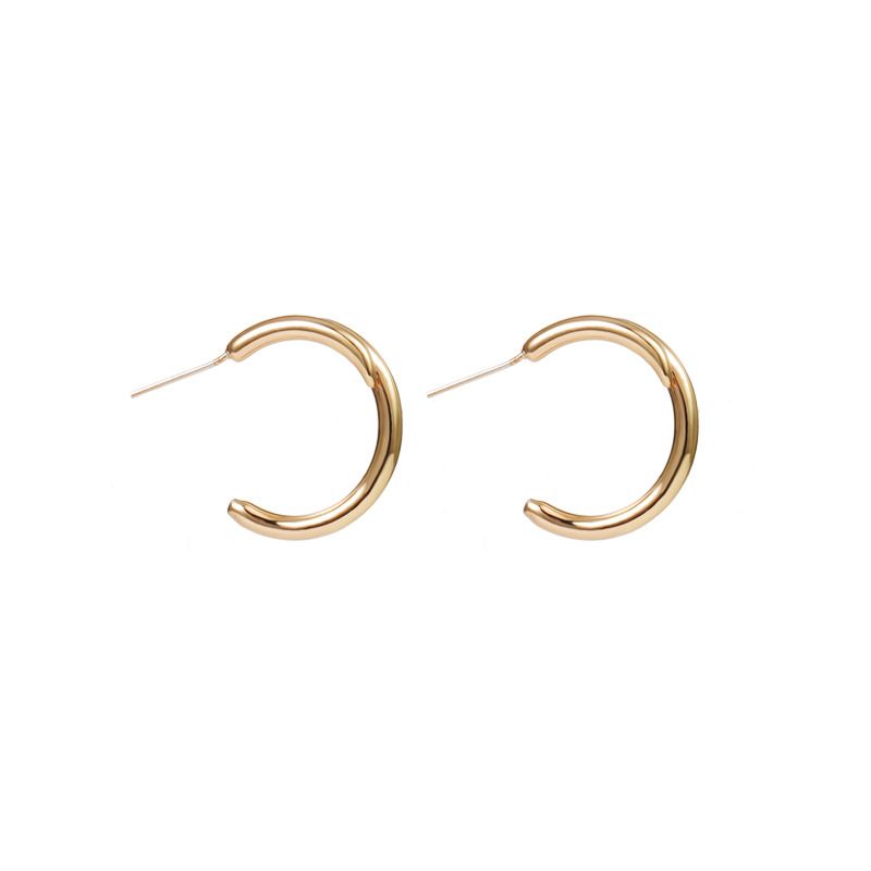 Simple style copper plated gold half circle C shaped personality accessories ins net red fashion earrings female_ipsvogv.com