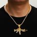 hot Selling New Diamond Studded Gun Style Jewelry Alloy Simulation AK Weapon Model Hip-hop Men's Necklace_ipsvogv.com