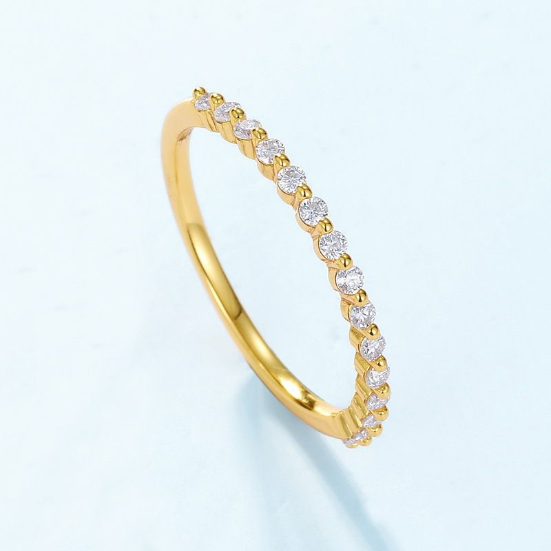 Simple and dazzling moissanite ring S925 silver plated 10k gold inlaid colored gemstone ring light luxury_ipsvogv.com