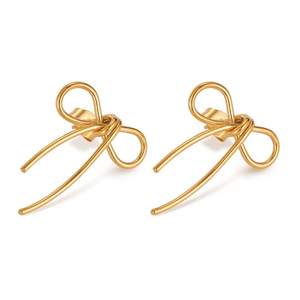 Women's Jewelry Creative Design Earrings Accessories Fashionable And Versatile Minimalist Style Stainless Steel Bow Jewelry_ipsvogv.com