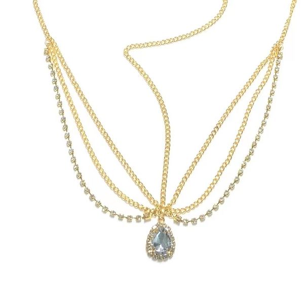 Forehead ornaments eyebrow pendant head ornaments forehead chain water drop chain Bohemian ethnic princess chain_ipsvogv.com