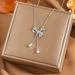 Korean Version Tassel Bow Titanium Steel Necklace With Zircon Inlay For Women, Light Luxury Collarbone Chain, Non Fading_ipsvogv.com